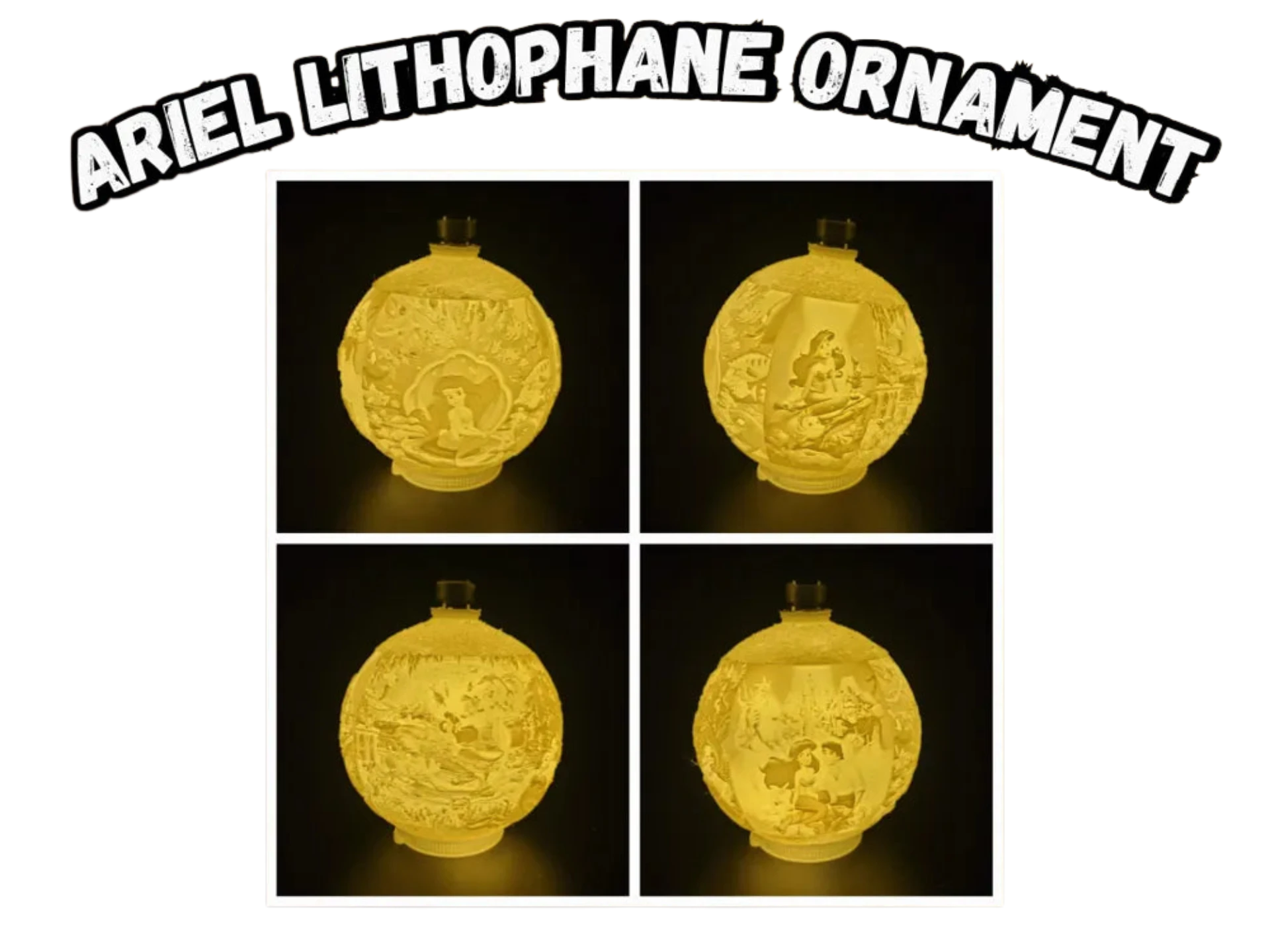 Ariel Lithophane Christmas Ornament