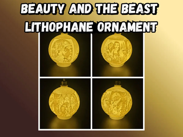 Beauty and the beast Lithophane Christmas Ornament