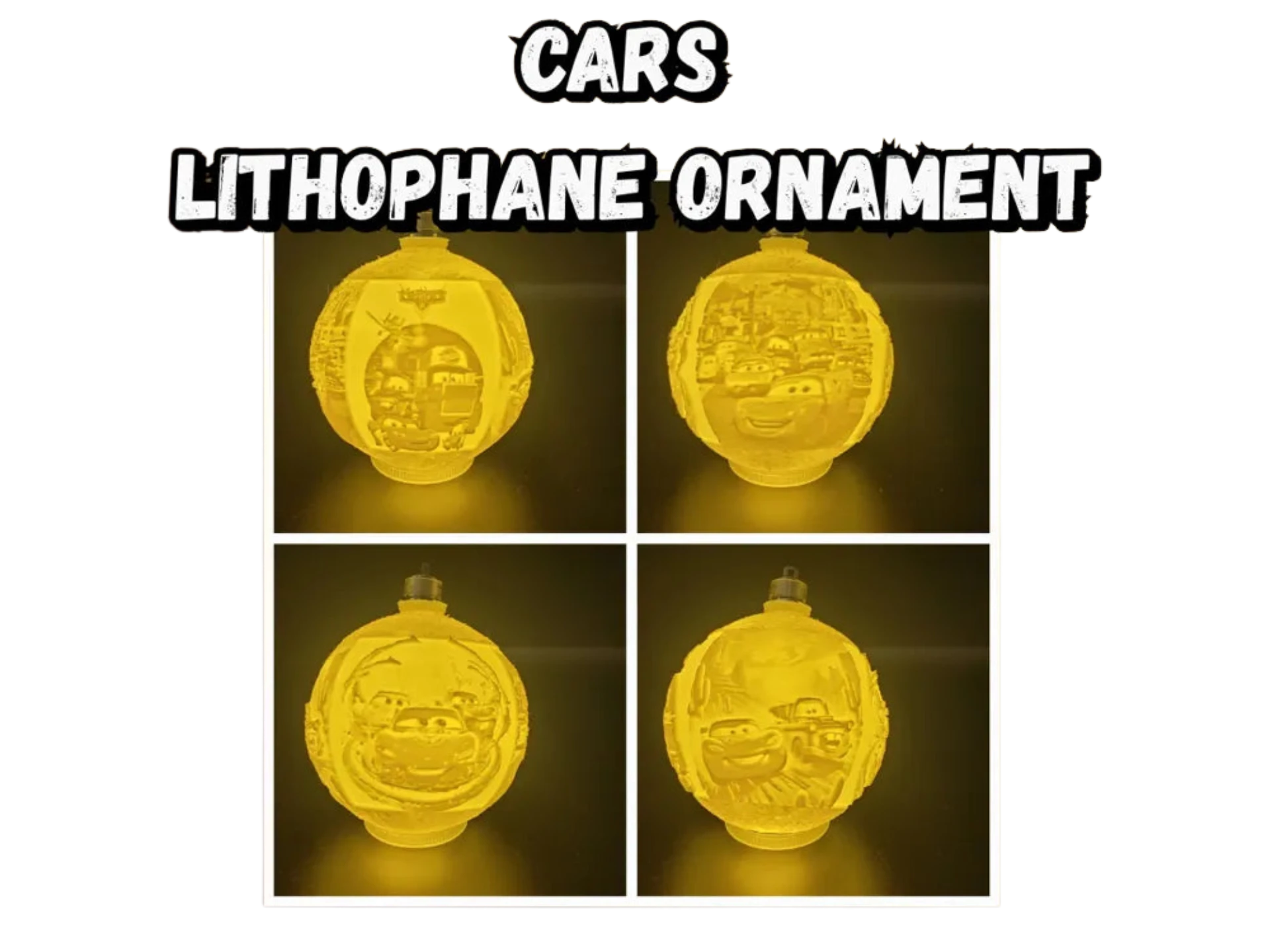 Cars Lithophane Christmas Ornament