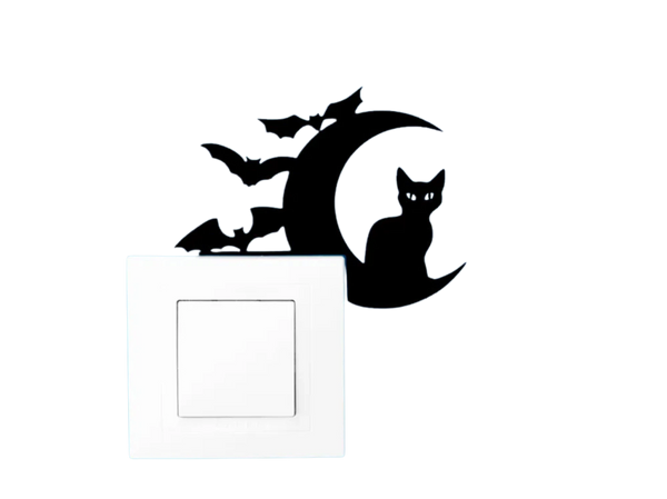 Cat on the Moon with Bats - light switch