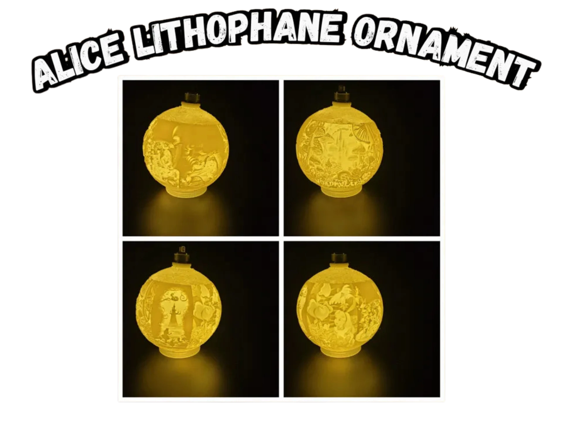 Alice Lithophane Christmas Ornament