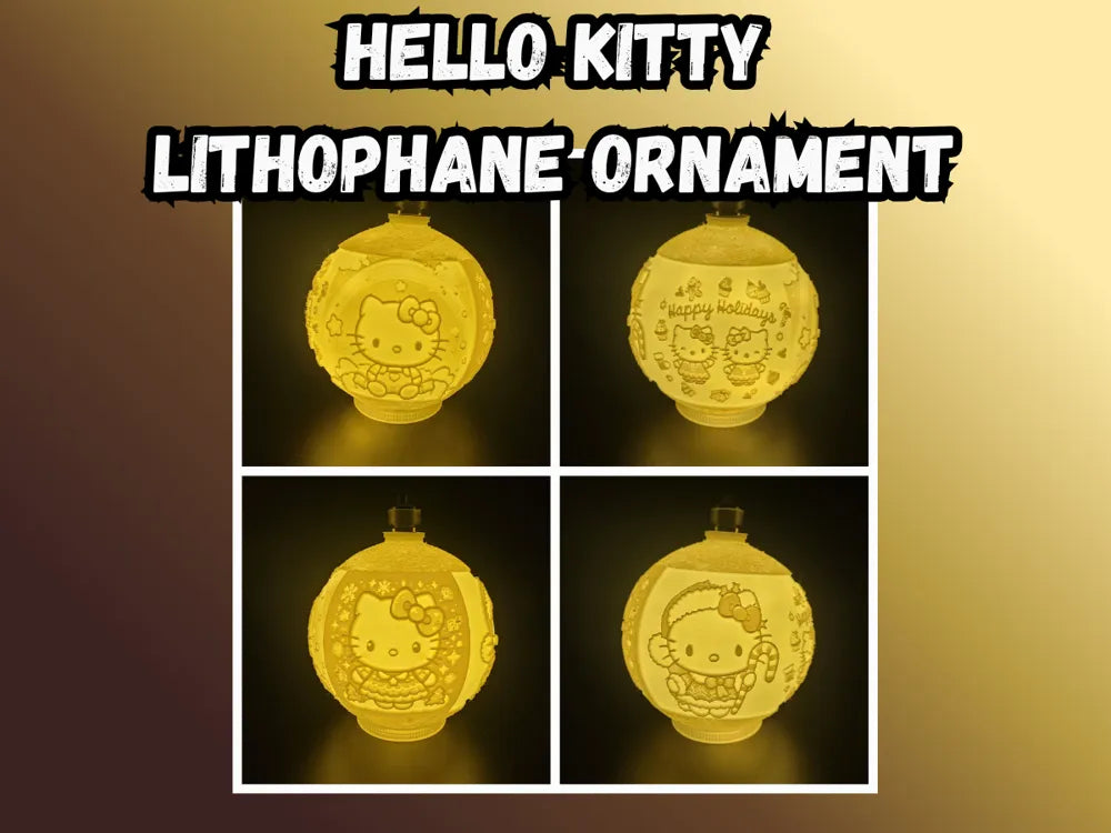 Hello Kitty Lithophane Christmas Ornament