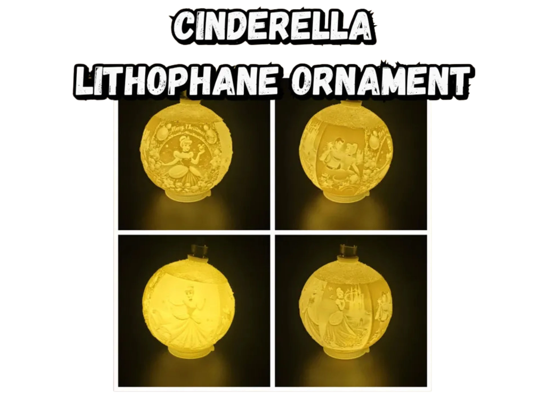 Cinderella Christmas Lithophane Ornament