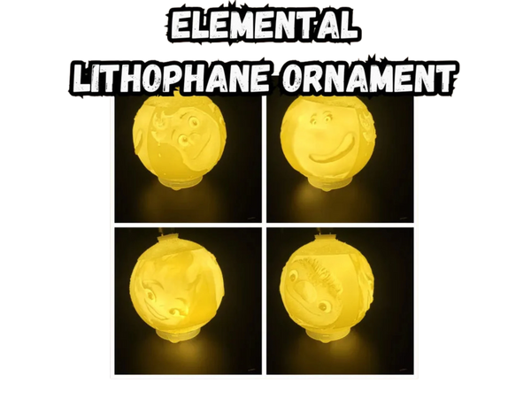 Elemental Lithophane Christmas Ornament
