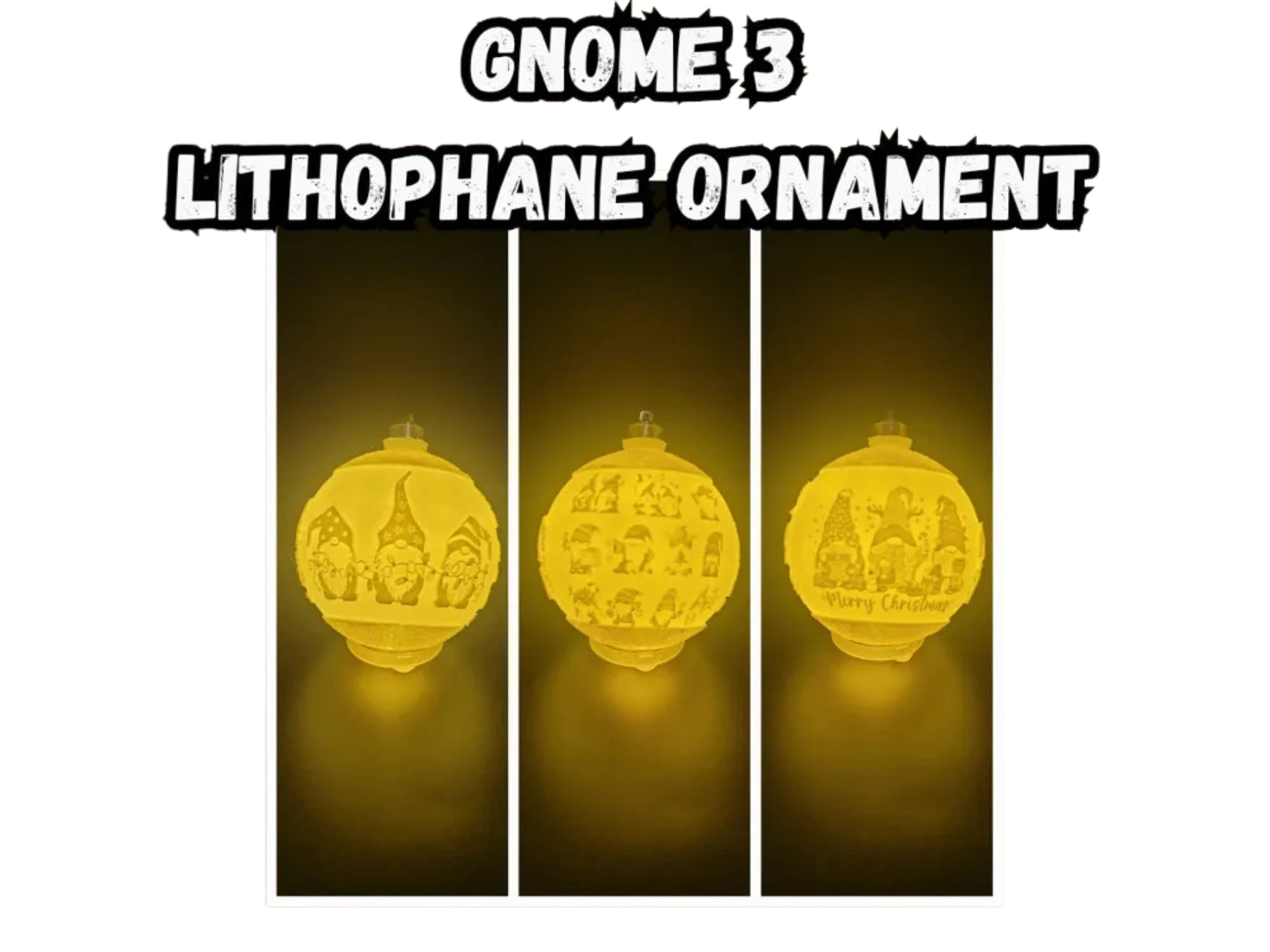 Gnomes Lithophane Christmas Ornament