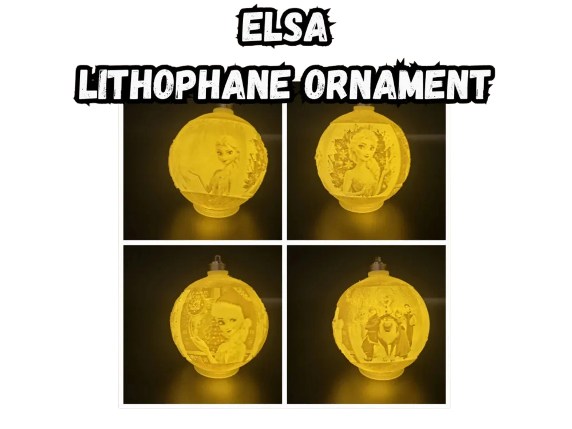 Elsa Lithophane Christmas Ornament