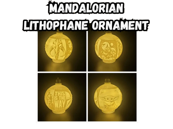 Mandalorian Lithophane Christmas Ornament