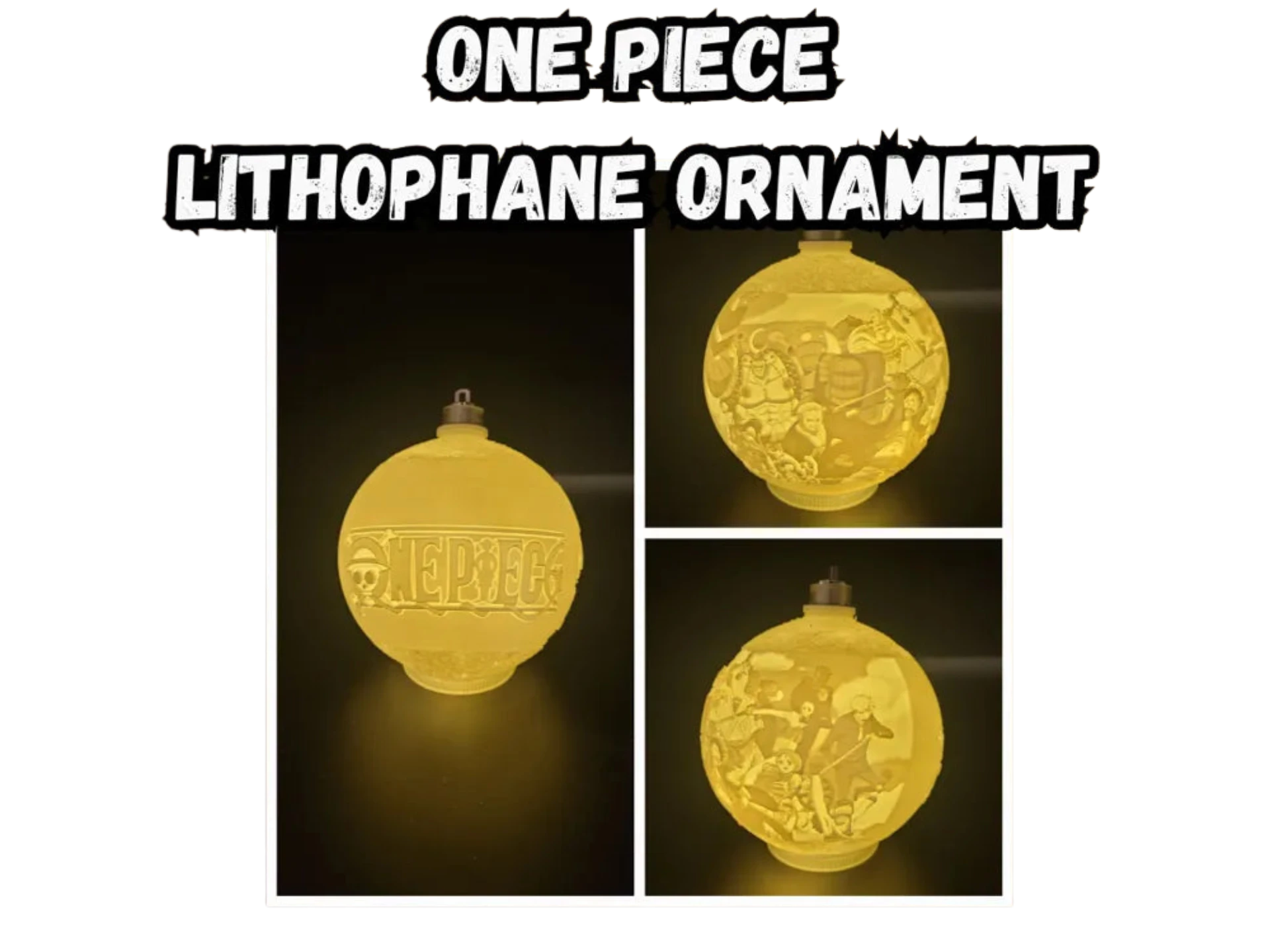 One Piece Lithophane Christmas Ornament