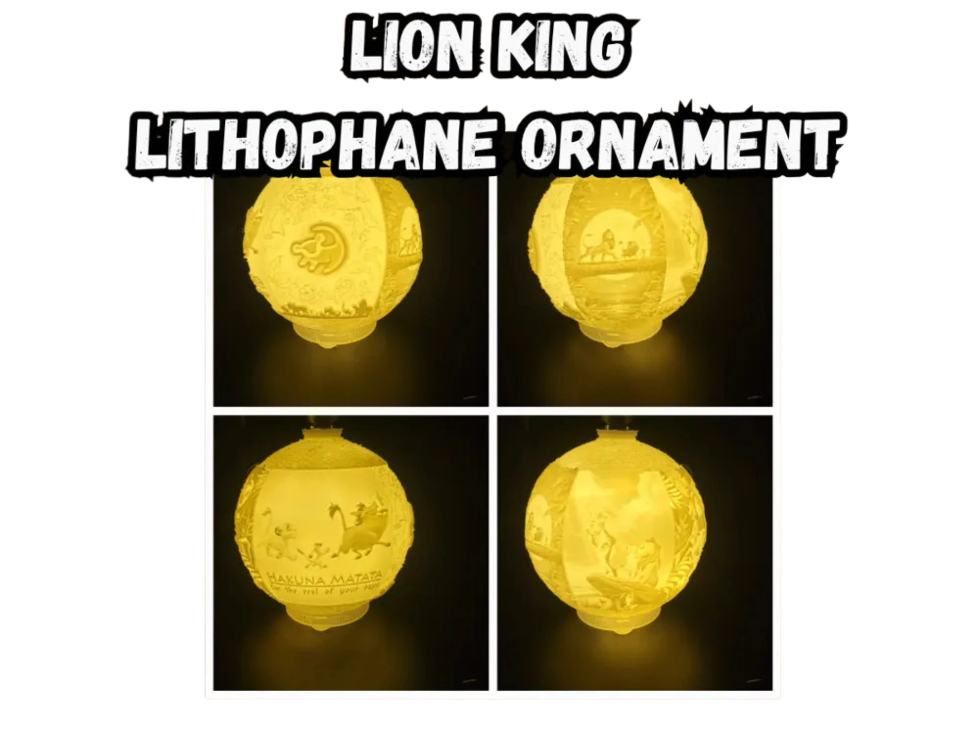 Lion King Lithophane Christmas Ornament