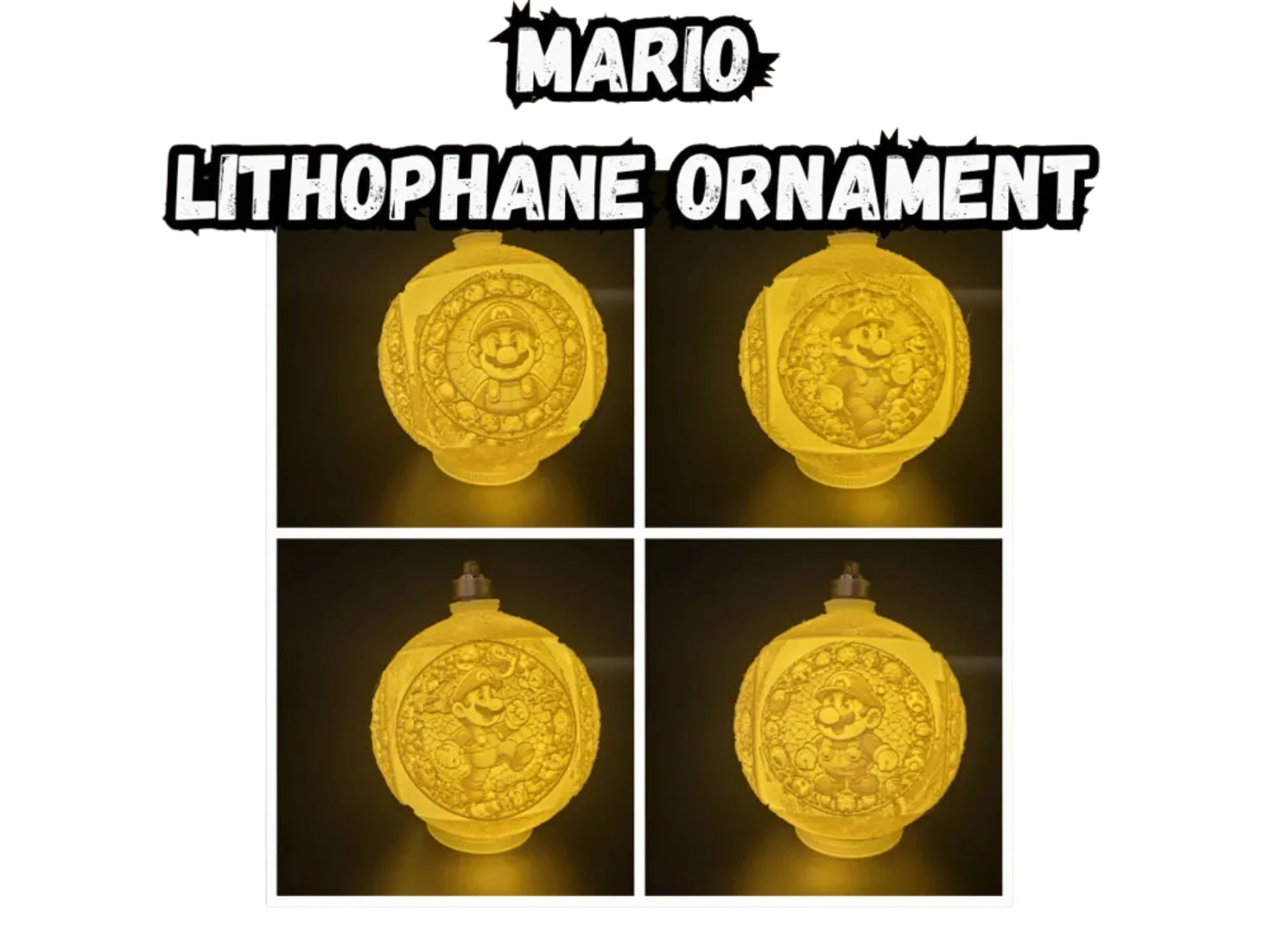 Mario Lithophane Christmas Ornament 2