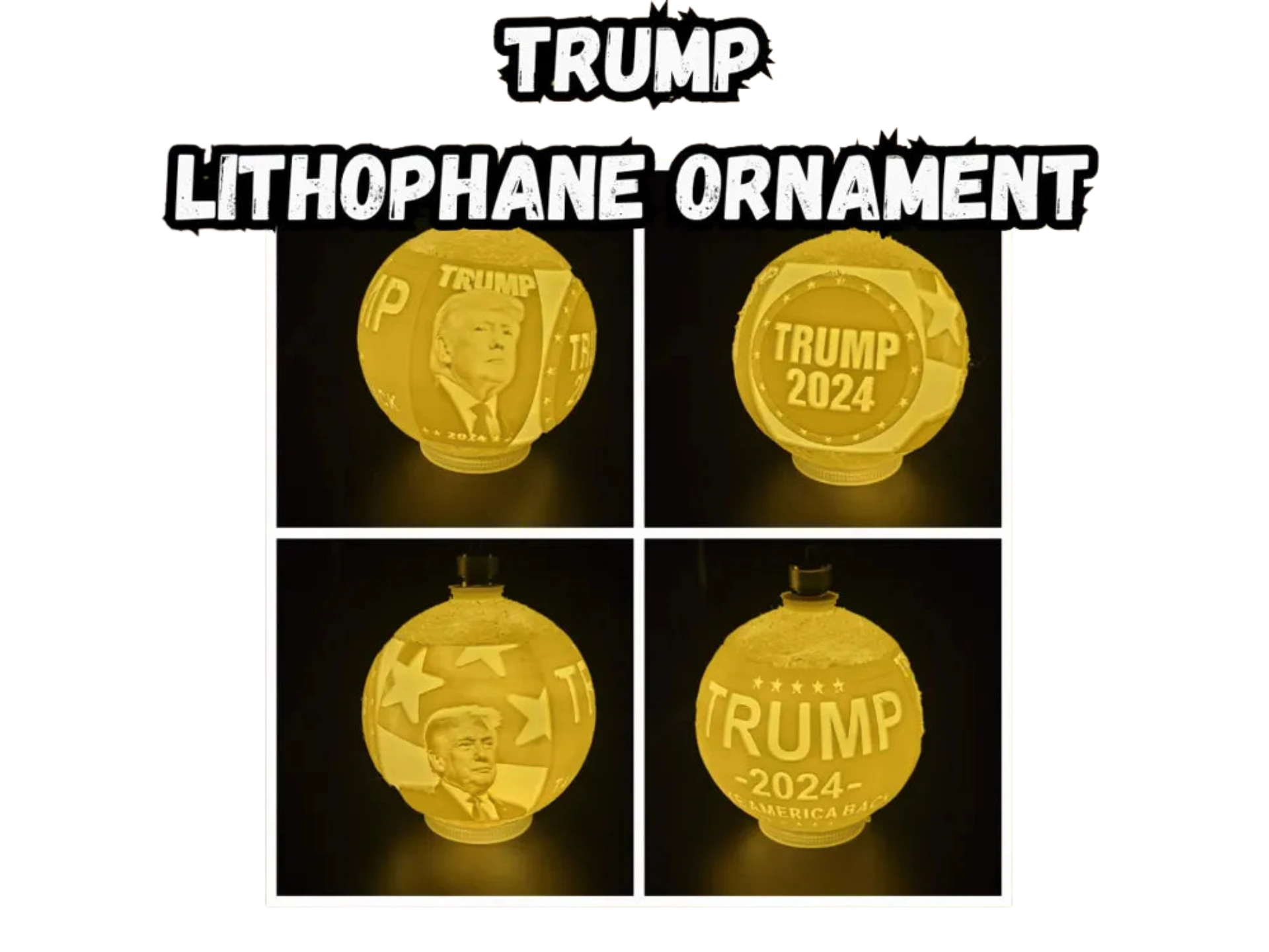 Trump Lithophane Christmas Ornament