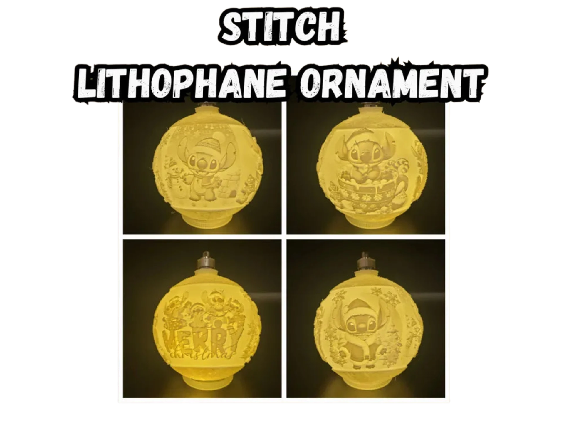Stitch Lithophane Christmas Ornament