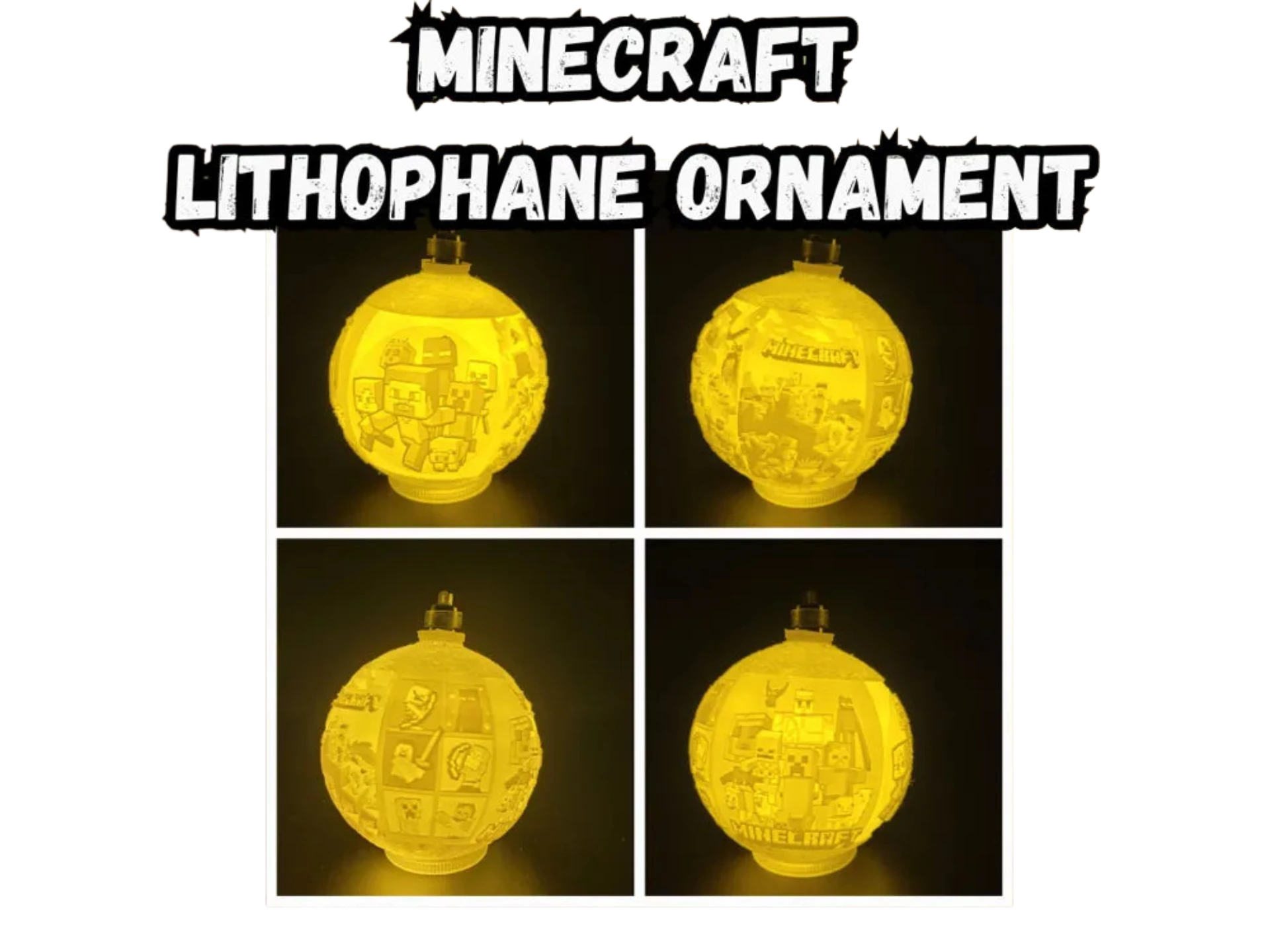 Minecraft Lithophane Christmas Ornament
