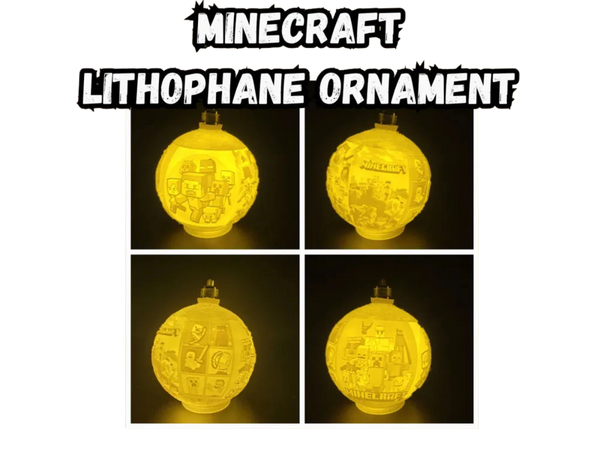 Minecraft Lithophane Christmas Ornament