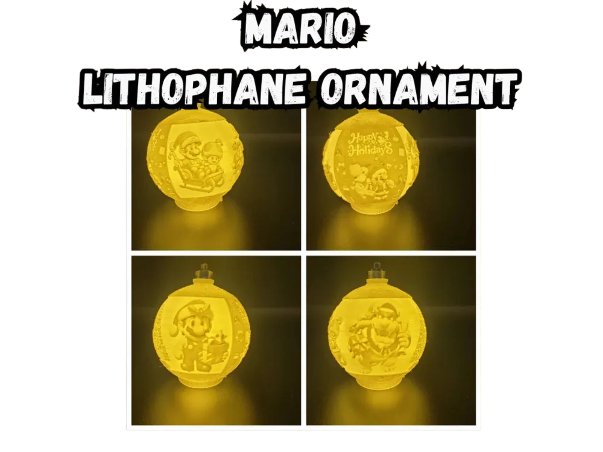 Mario Lithophane Christmas Ornament
