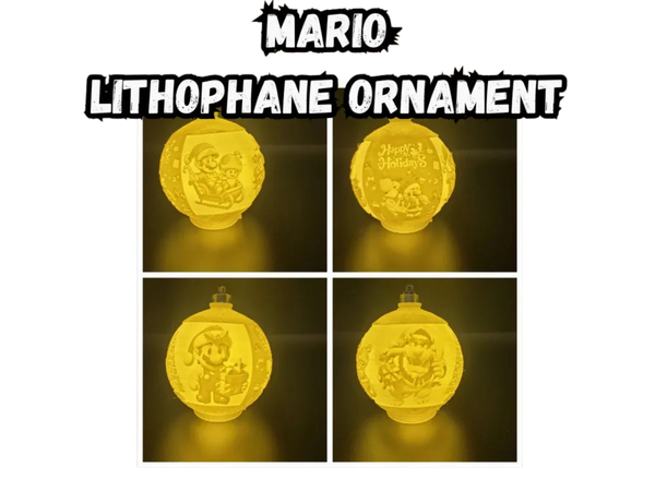 Mario Lithophane Christmas Ornament
