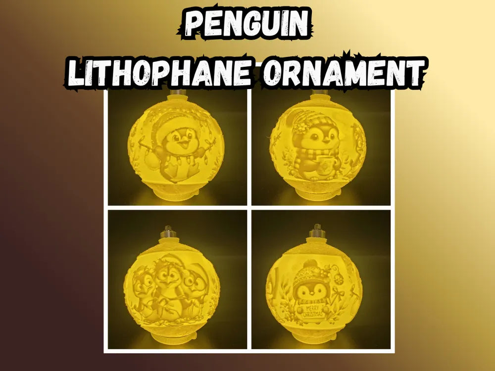 Penguin Lithophane Christmas Ornament