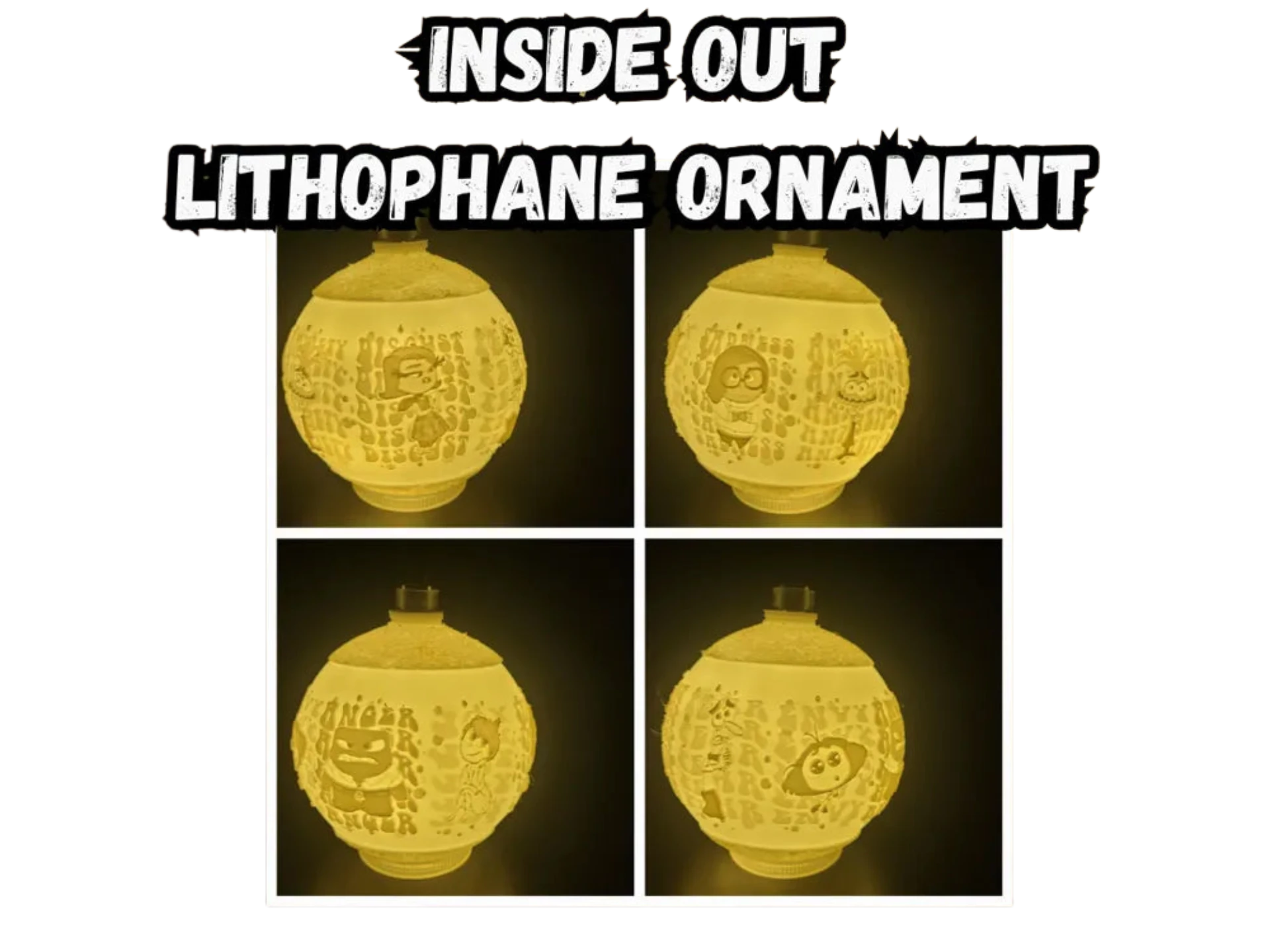 Inside Out Lithophane Christmas Ornament