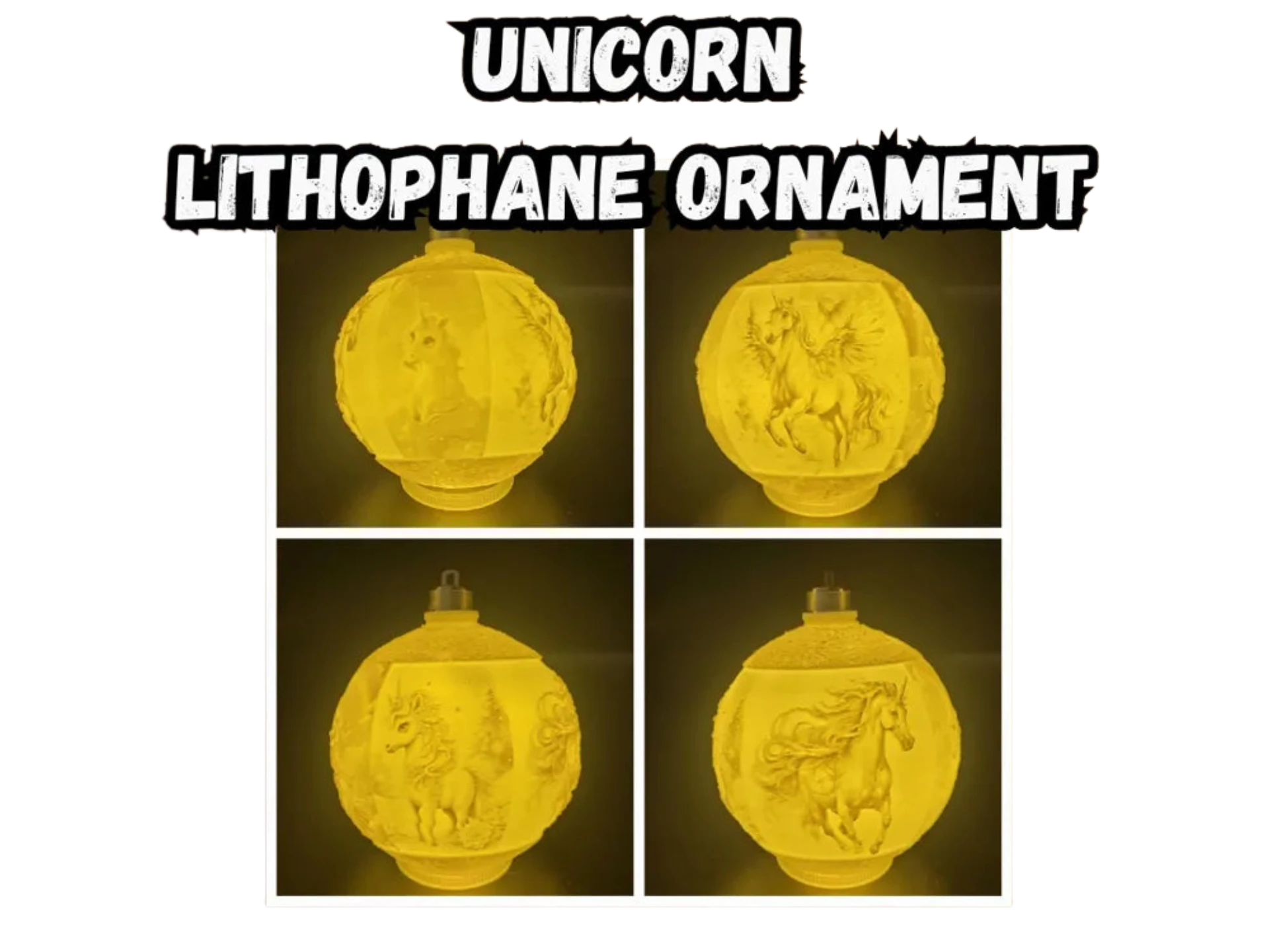 Unicorn Lithophane Christmas Ornament