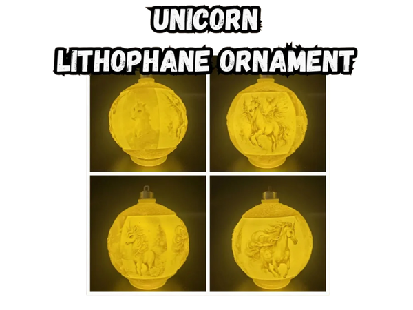 Unicorn Lithophane Christmas Ornament