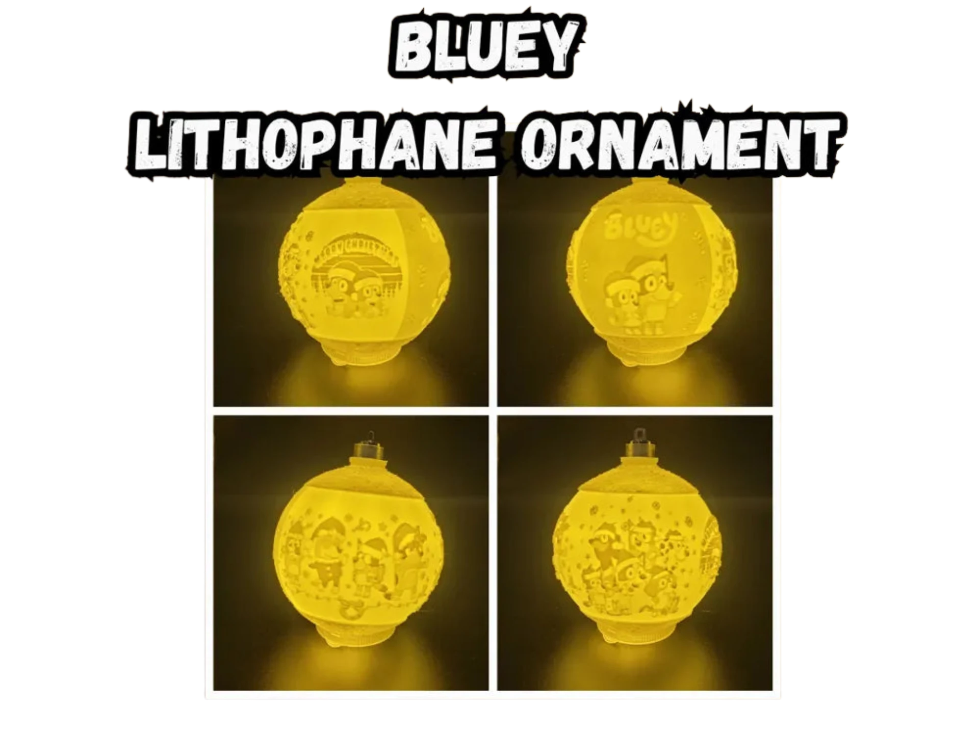Bluey Lithophane Christmas Ornament