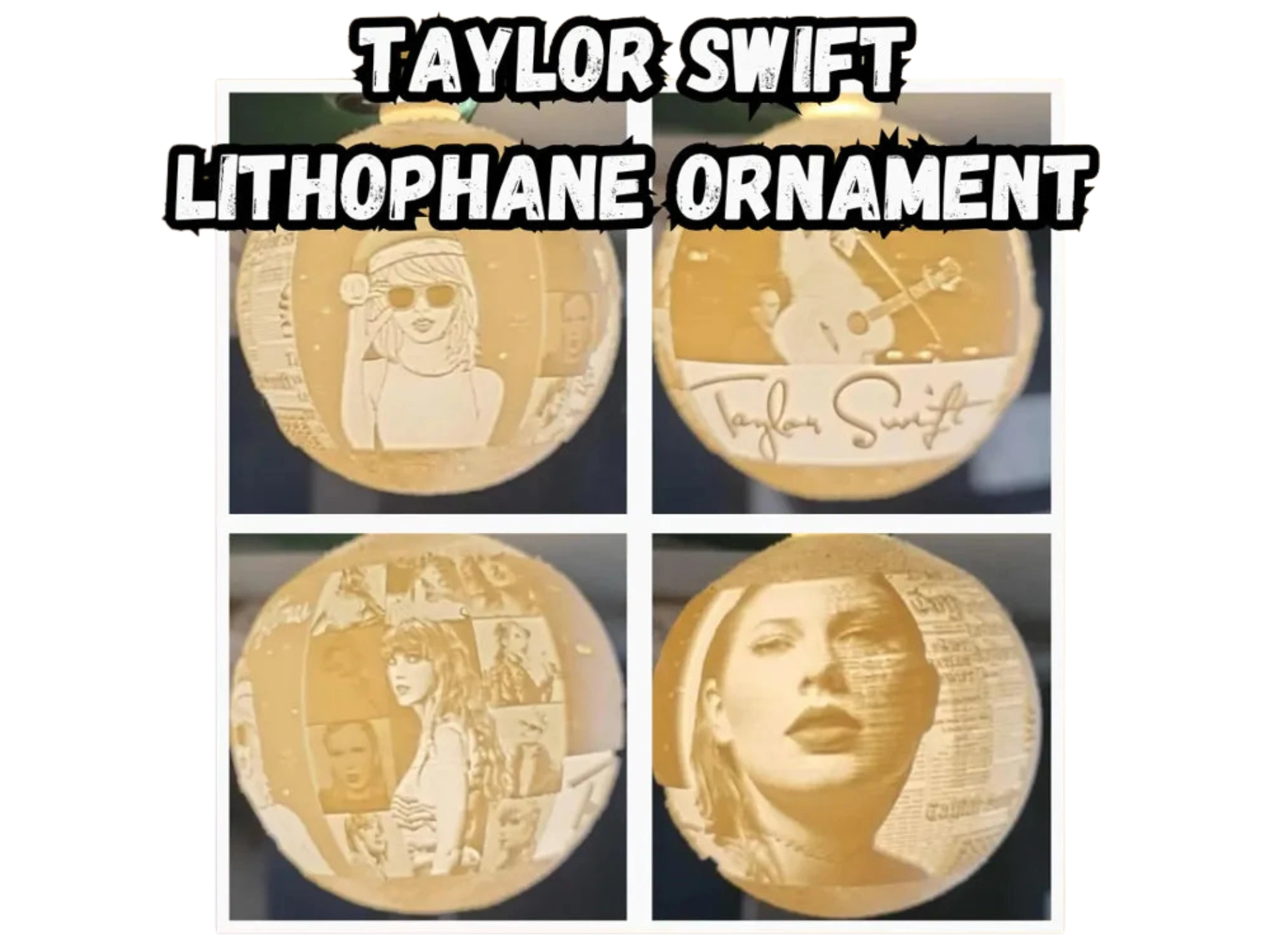 Taylor Swift Lithophane Christmas Ornament