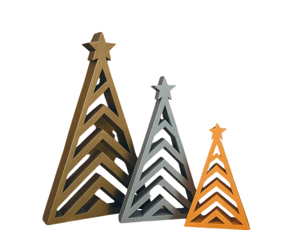 Modern Christmas Tree Set – 4 Geometric Designs