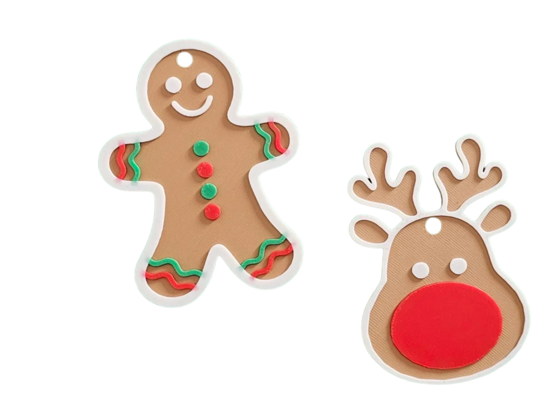 Reindeer and gingerbread man simple ornament