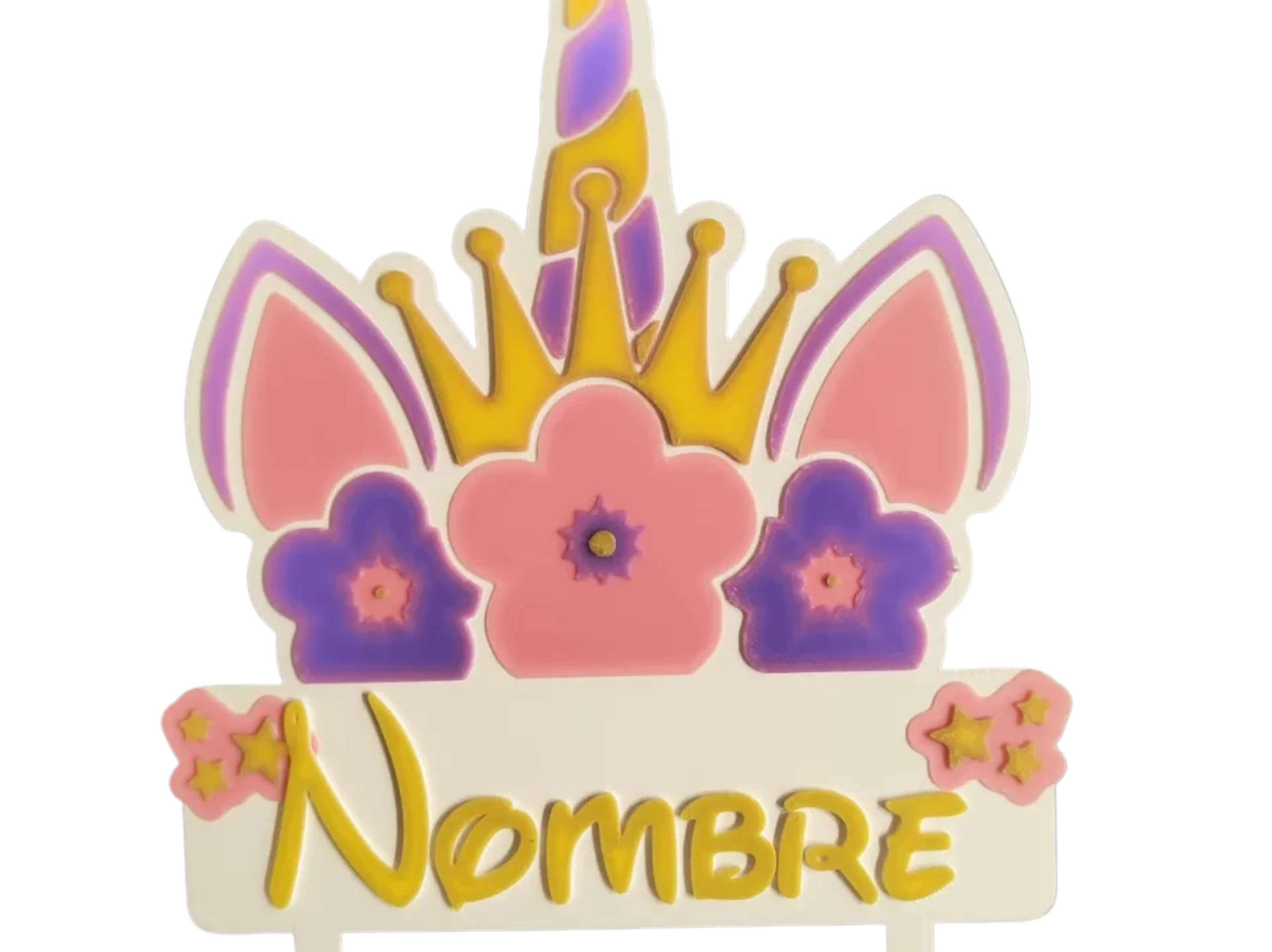 editable name unicorn topper