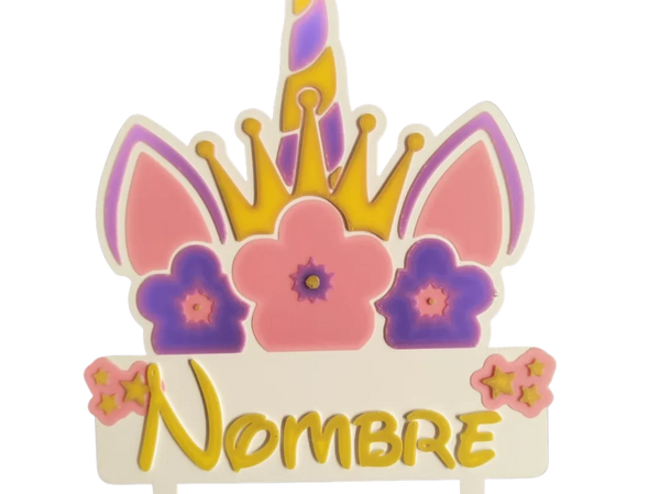 editable name unicorn topper