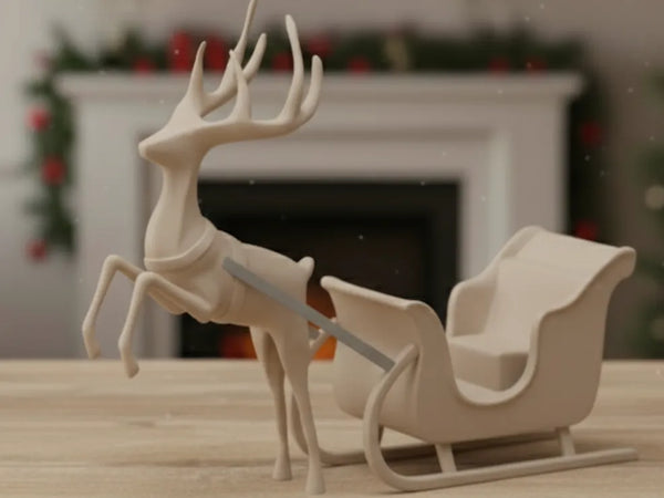Elegant Christmas Reindeer & Sleigh