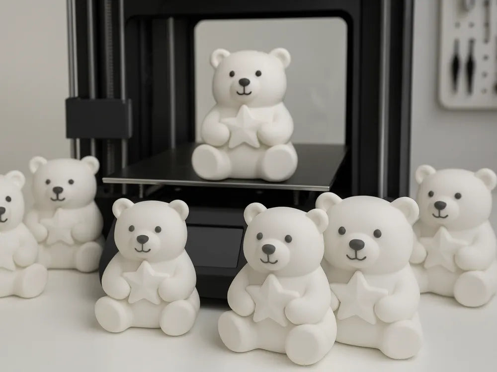 Cute Bear With White Star - Christmas