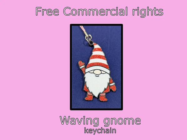 Waving gnome keychain