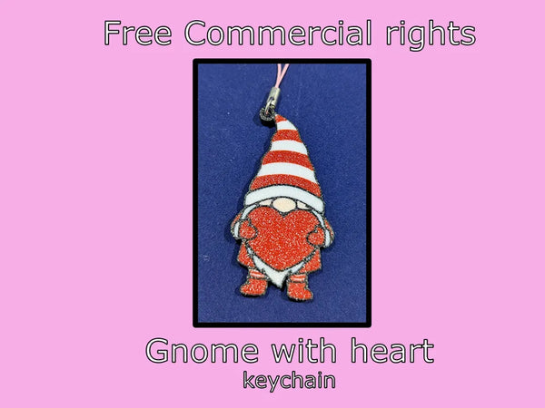Gnome holding a heart keychain