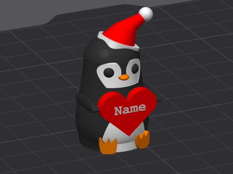 Christmas Penguin with Heart in Hand
