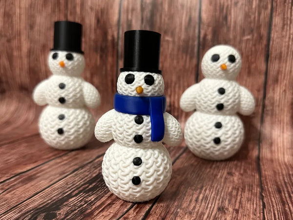 Cute Knitted Snowman with Hat and Scarf