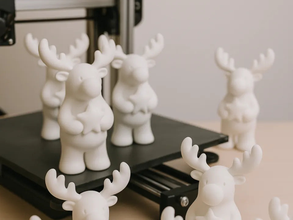 Cute White Star Moose Christmas