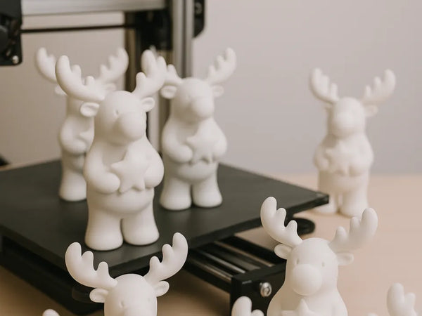 Cute White Star Moose Christmas